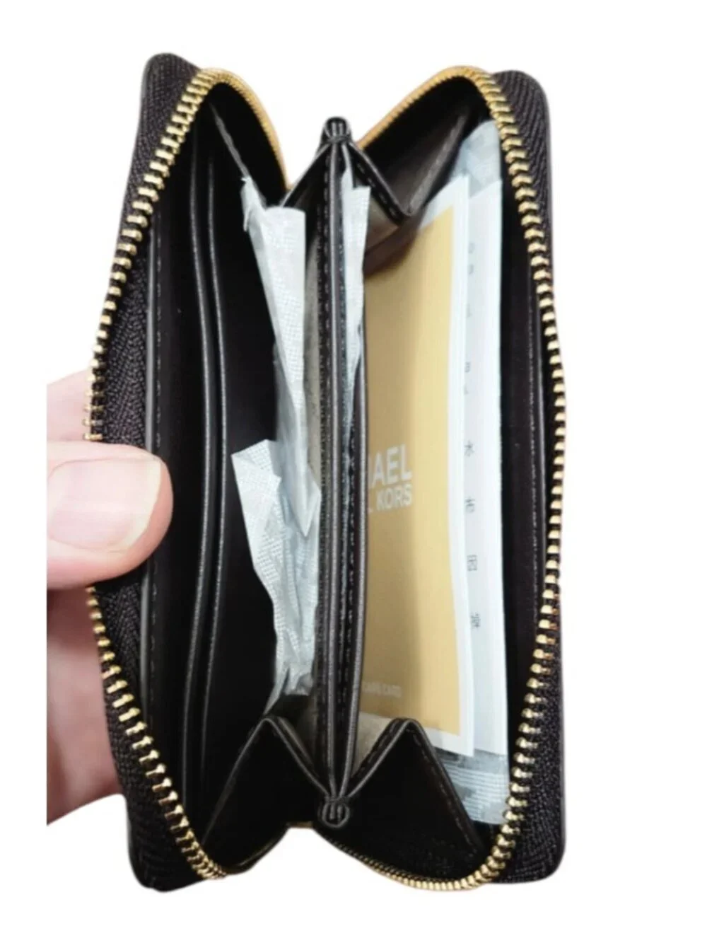 Michael Kors Jet Set Zip Around Wallet Small Saffiano Leather NWT Gold Logo
